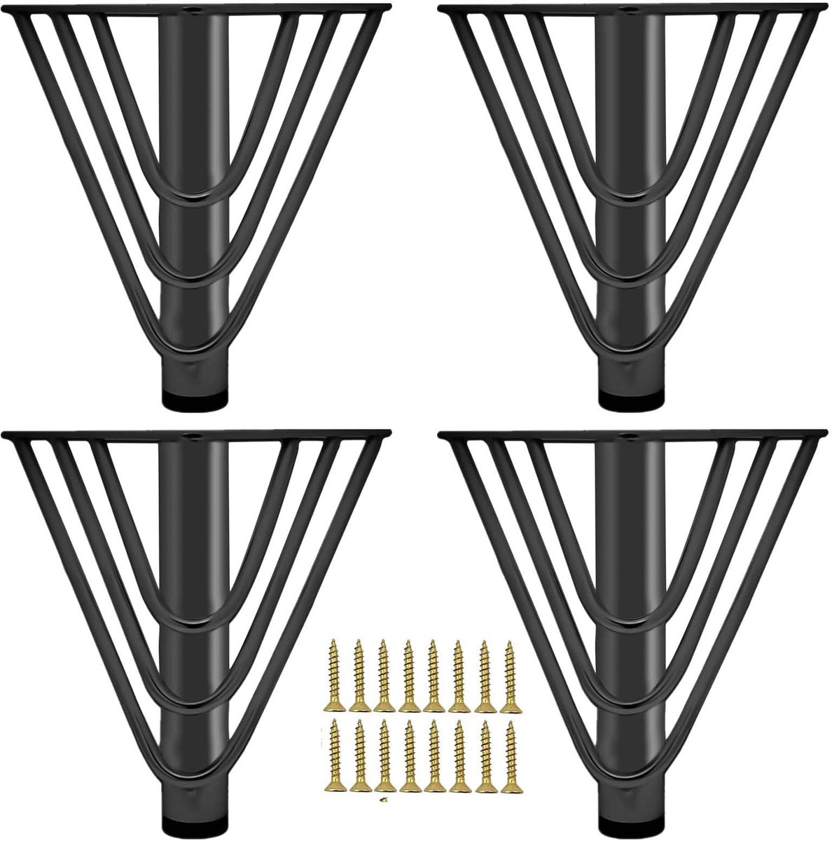 Omgoods - Set van 4 Zwarte Vervangende Meubelpoten 15 cm