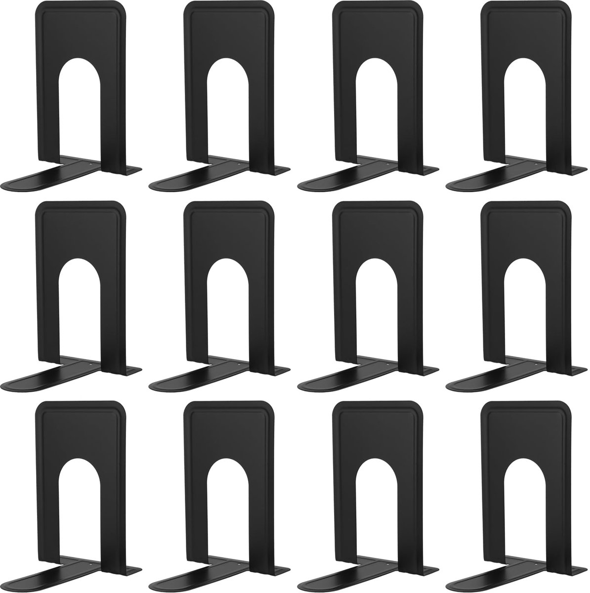 Omgoods - Heavy Duty Boeksteunen - 12 Stuks - Zwart