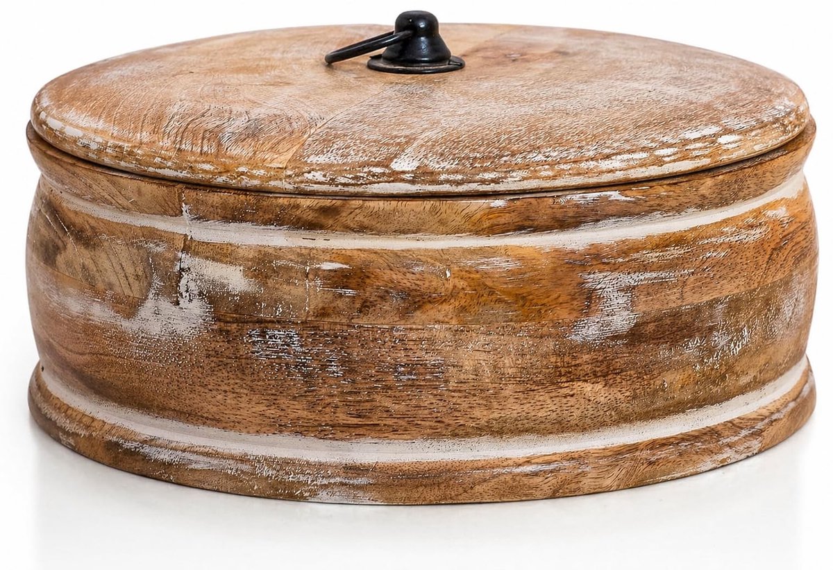 Omgoods - Houten Tortilla Warmer met Deksel voor Brood en Roti