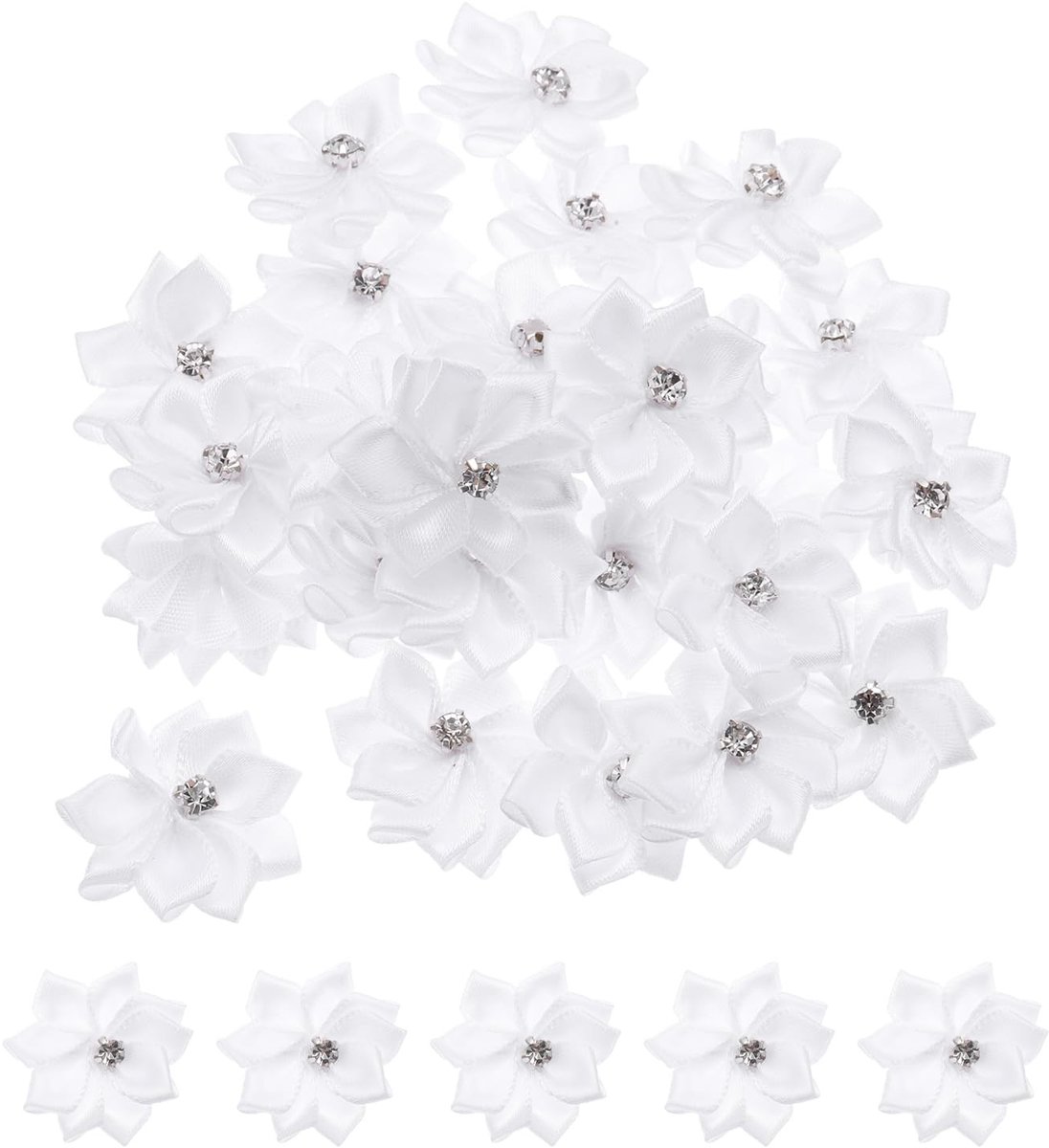 Omgoods - 50 Stuks Satijnen Bloemen voor DIY en Bruiloft Decoratie, Wit