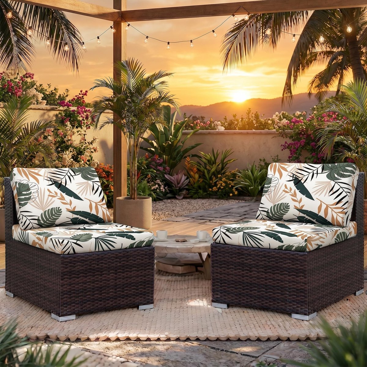 Omgoods - Set van 8 Elastische Sofa Kussenslopen voor Buiten