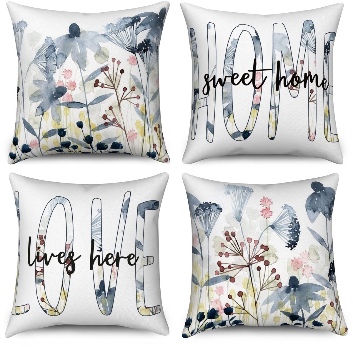 Omgoods - Set van 4 Vintage Bloem Kussenhoezen 40x40cm
