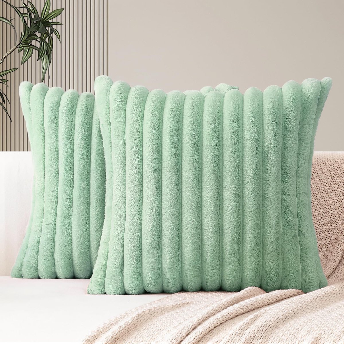 Omgoods - Set van 2 Dubbelzijdige Pluche Kussenhoezen 45x45cm