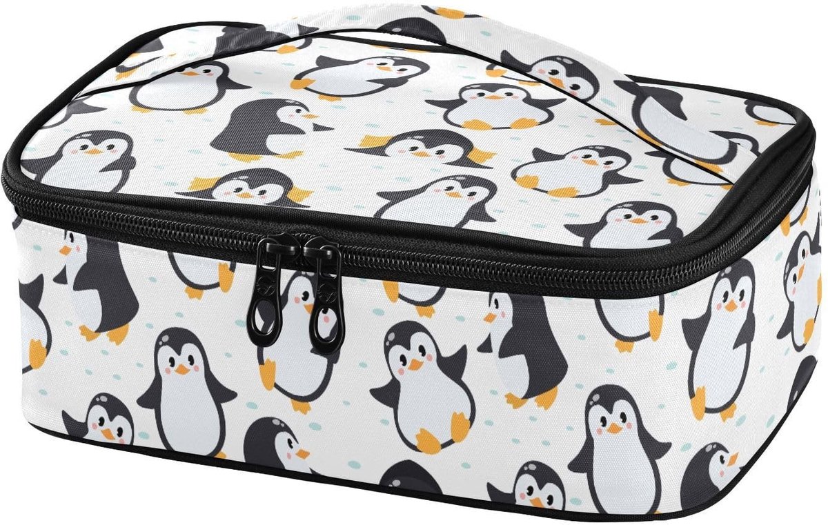 Omgoods - Kleine Lunchtas met Schattige Pinguïns - Geïsoleerde Mini Lunchbox voor School en Werk