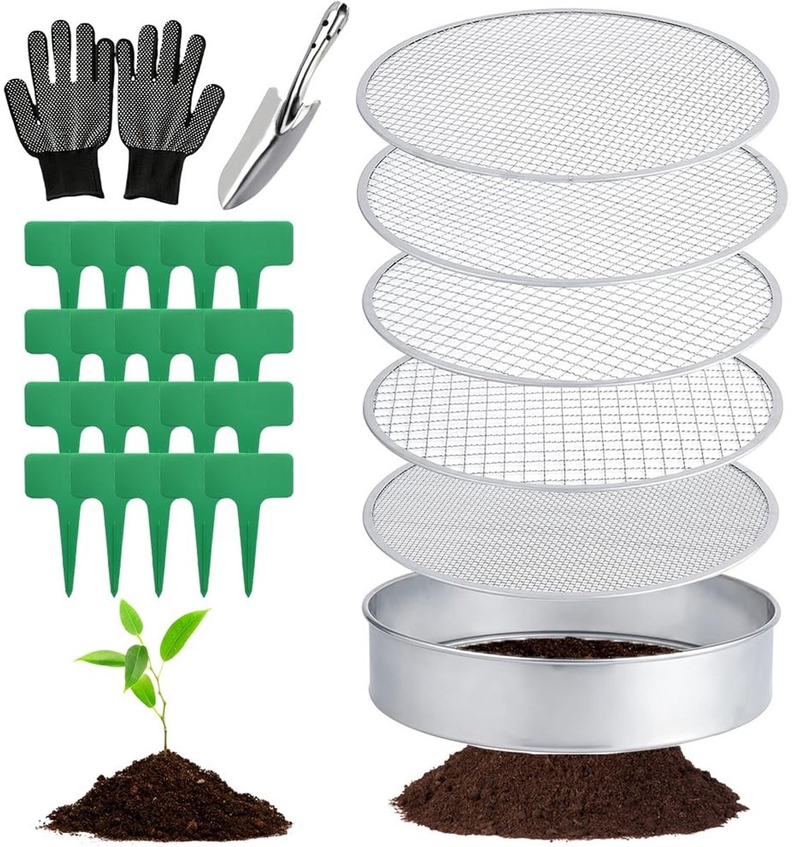 Omgoods - 5-in-1 Ronde Tuinzeef met Interchangeable Inserts