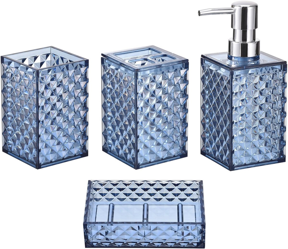 Omgoods - 4-Delig Badkameraccessoiresset met Zeepdispenser en Tandenborstelhouder