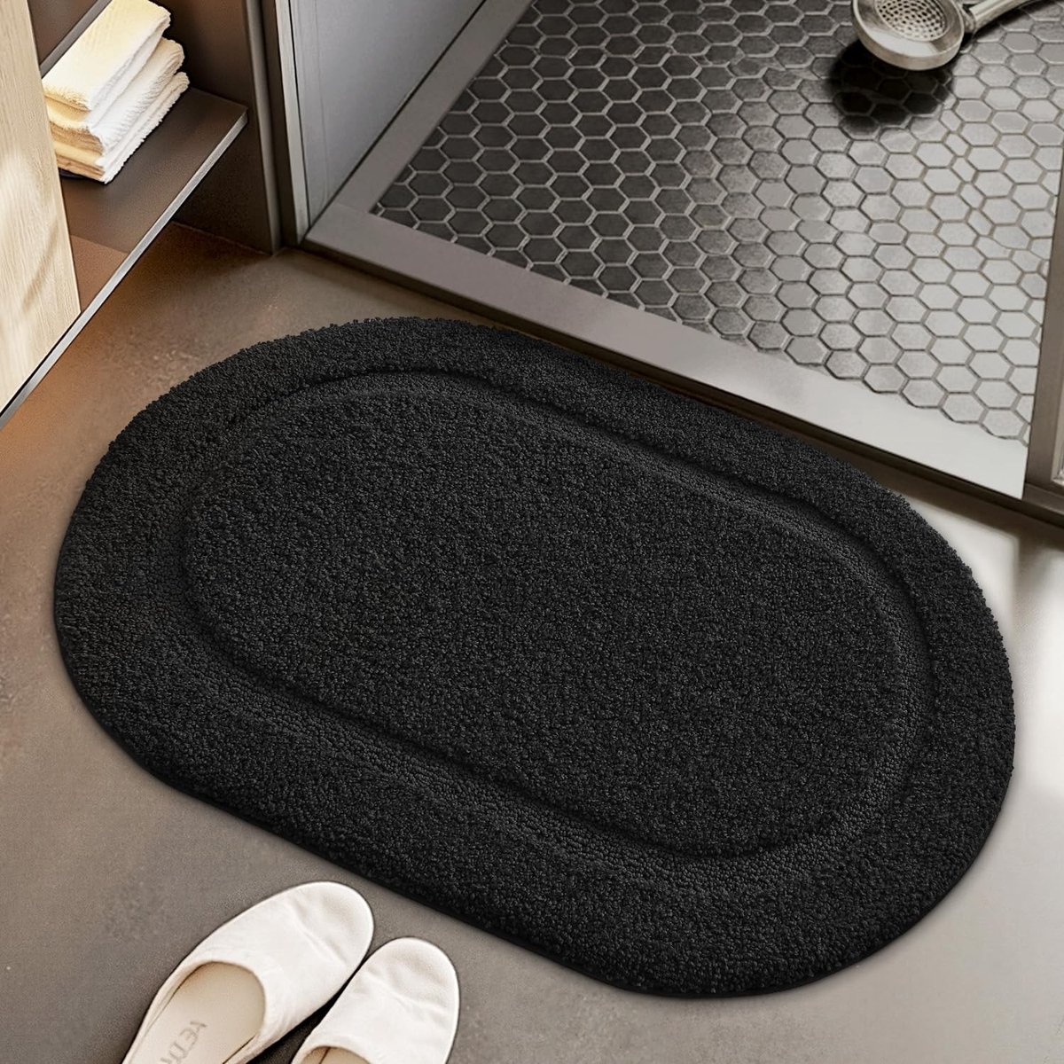 Omgoods - Zwarte Antislip Badmat 40x60cm voor Badkamer