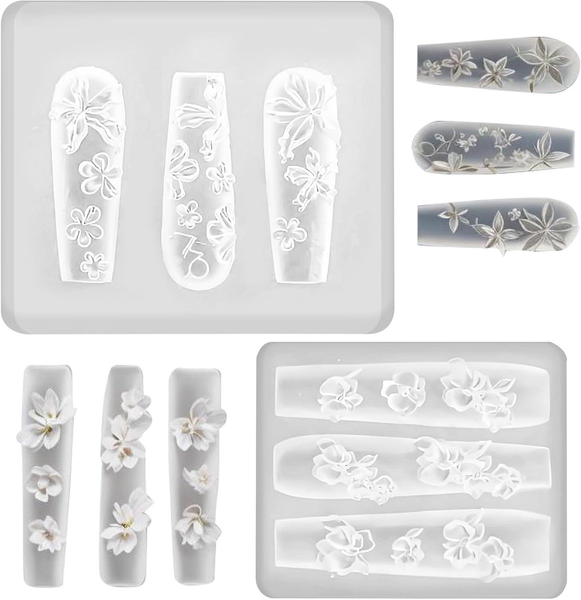 SnelShoppen - 2 Stuks Silicone Nail Art Mallen - Schattige Sjablonen voor Nagels - Perfect voor Charms en Decoraties - Hoge Kwaliteit Silicone - Voor