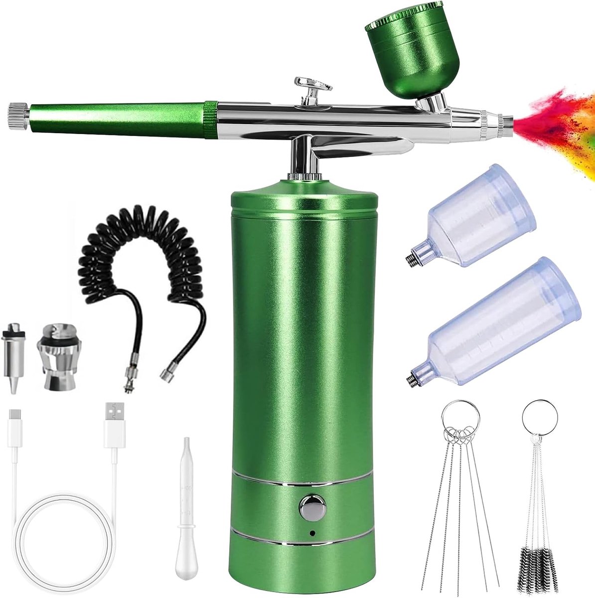 SnelShoppen - Airbrush Compressor Set - Draagbare Oplaadbare Airbrush Gun voor Nail Design, Taartdecoratie, Make-up, Tattoo Modeling en Modelkleuren (