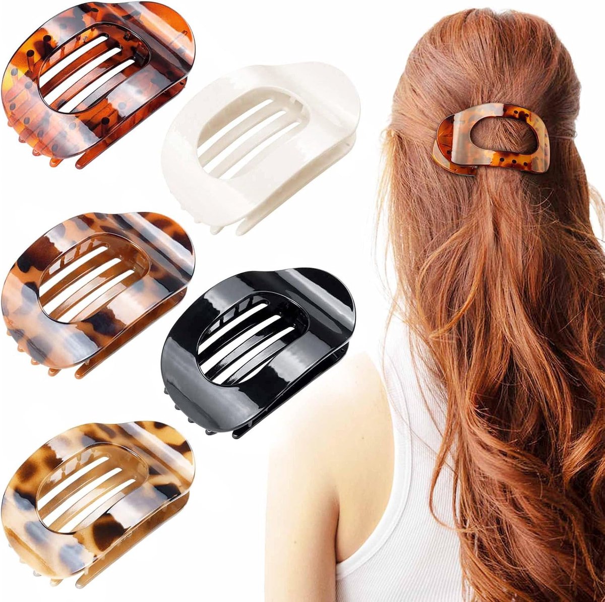 Flat Hair Clips - 5 Pieces, Flat Claw Clip, Light & Comfortable, Non-slip, Suitable for Thick & Thin Hair, Elegant for - ShopVlot