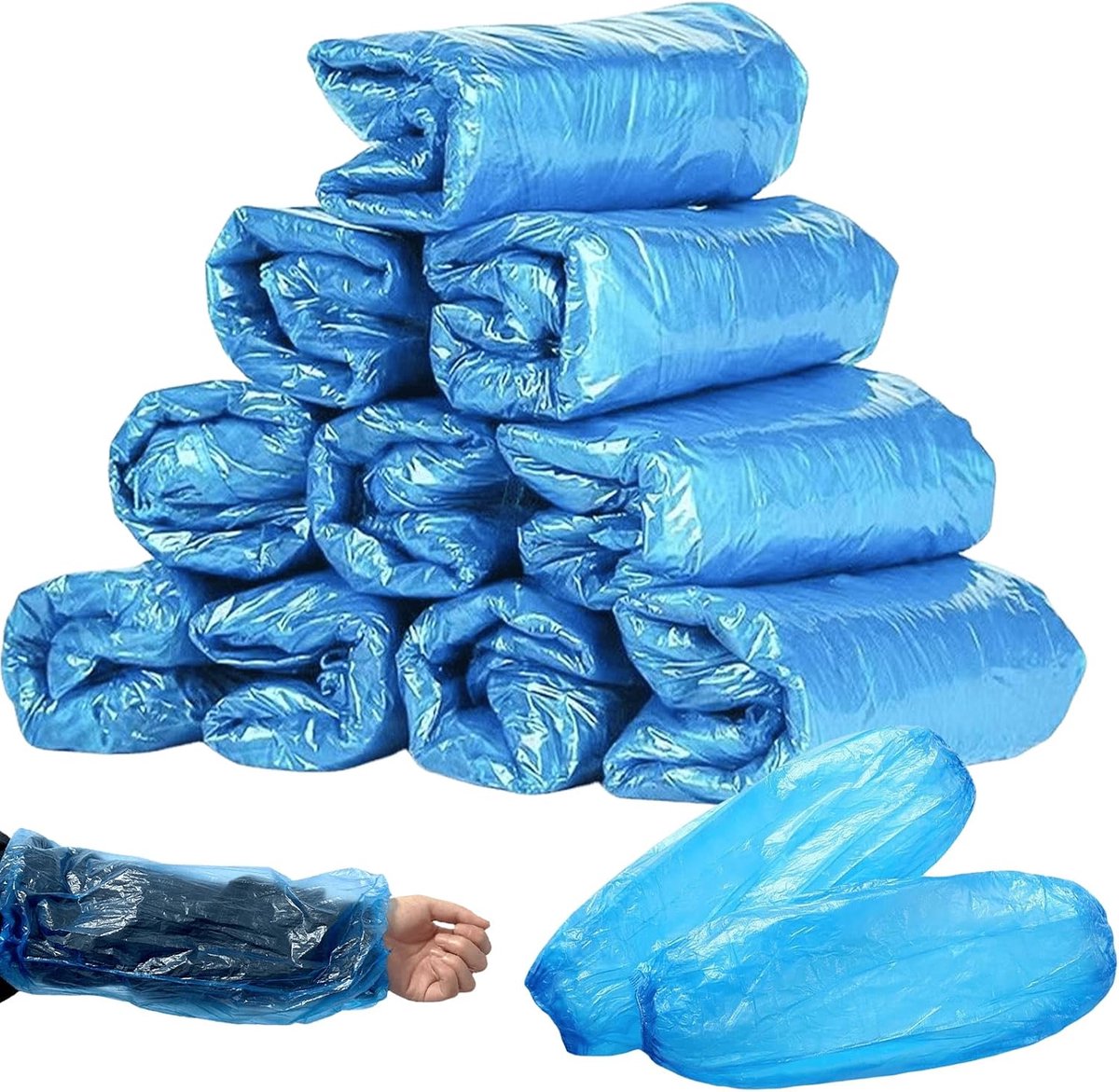 SnelShoppen - Pack van 200 Wegwerp Mouwbeschermers Waterproof 40 x 20 cm Elastische Armprotectors tegen Vuil voor Schilderen, Repareren, Schoonmaken,