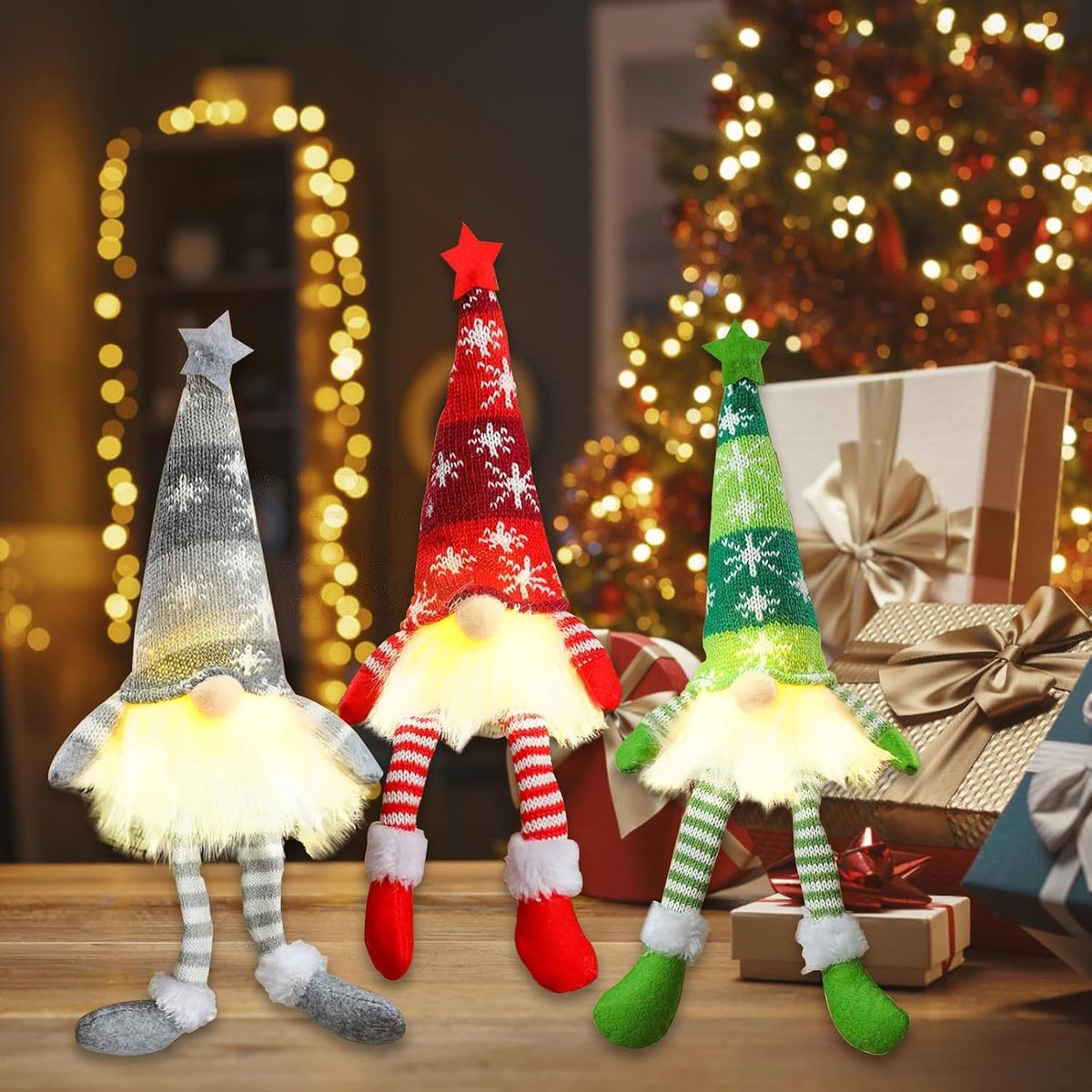 3 Pieces Luminous Christmas Gnome Plush Christmas Gnome Mini Christmas Figure Decoration for Indoor Christmas - ShopVlot — cadeau in Wonen & Interieur - foto 4