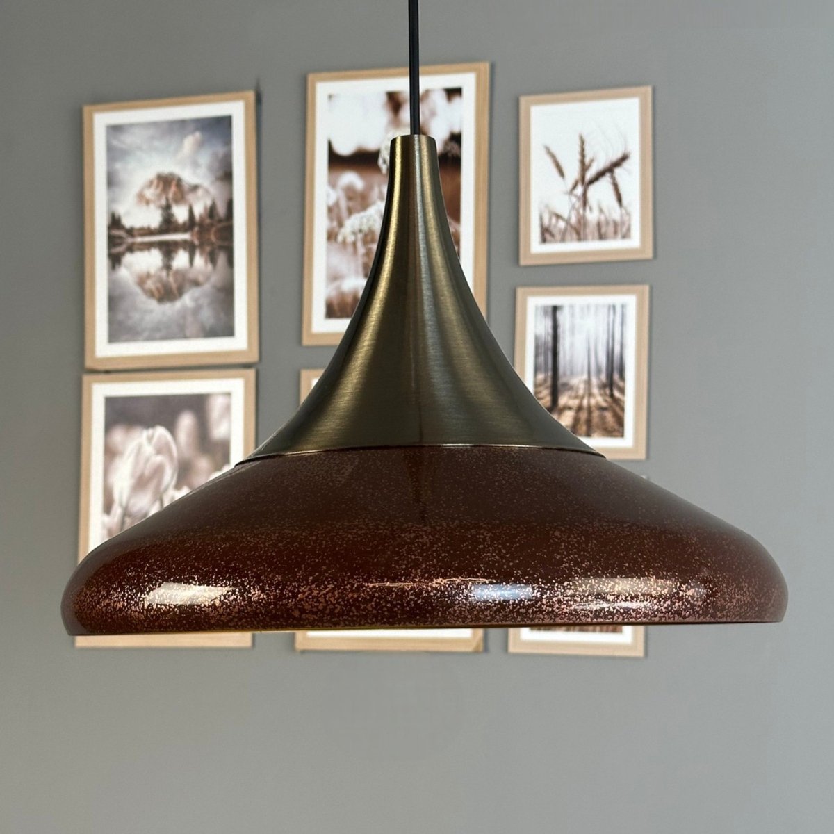 Bamyum Paladin hanglamp, industriële Modern stijl, Ø35 cm, koper/brons metalen lamp