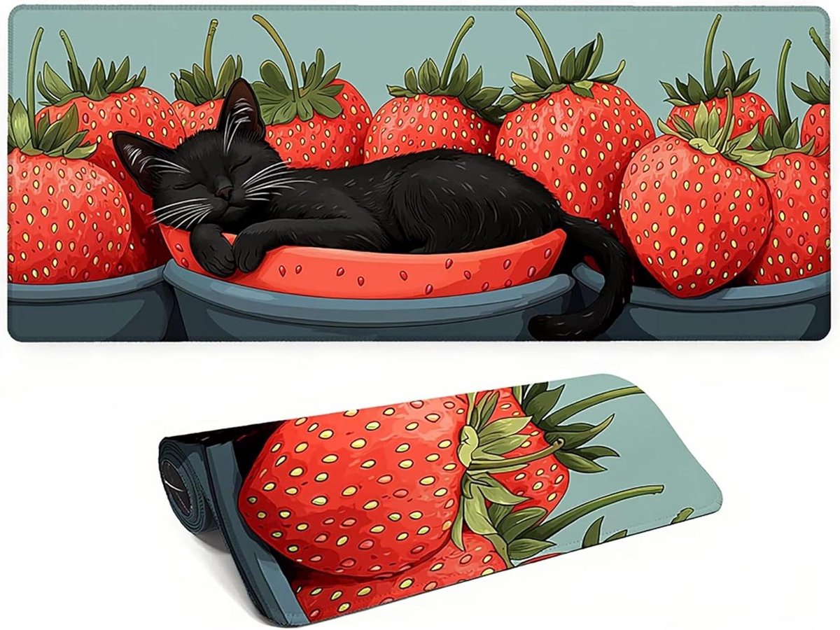 Bureauonderlegger XXL - Bureaumat Muismat - Comfortabel Werken - Vloeistofafstotend Oppervlak - 120 x 60 cm - Kat Motief