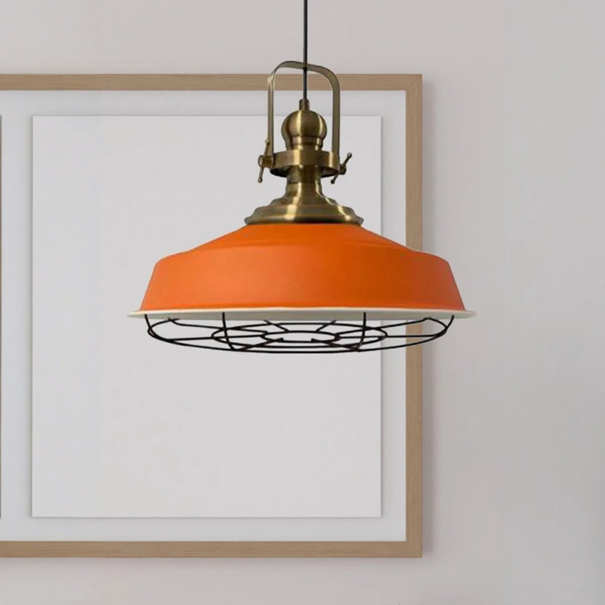 Bamyum Asletl hanglamp, industriële Modern stijl, Ø41 cm, oranje metalen lamp