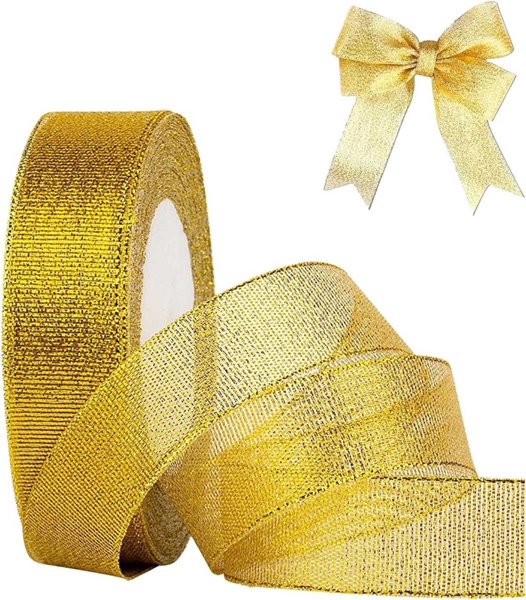 Heldere Gouden Satijn Ribbons van 20mm Breed, 23m voor Cadeauverpakking, DIY Knutselen en Feestdecoratie voor Kerst, Verjaardag en Valentijnsdag