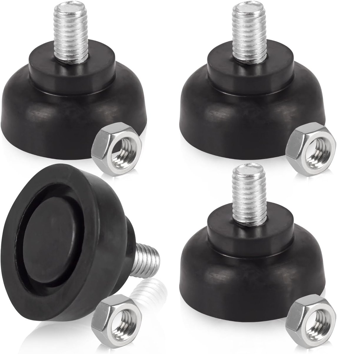 SnelShoppen - Set van 4 verstelbare rubberen voeten M8 x 35 mm, schroefbare meubelpootjes, vochtbestendig en antislip, ideaal voor meubels en apparate