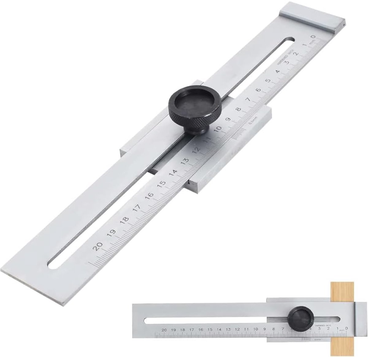 SnelShoppen - Lubricating gauge 200 mm, nauwkeurige maatlat met diep gelaserde meet schaal, markeringstool voor precisie en delimitatie van lijnen en