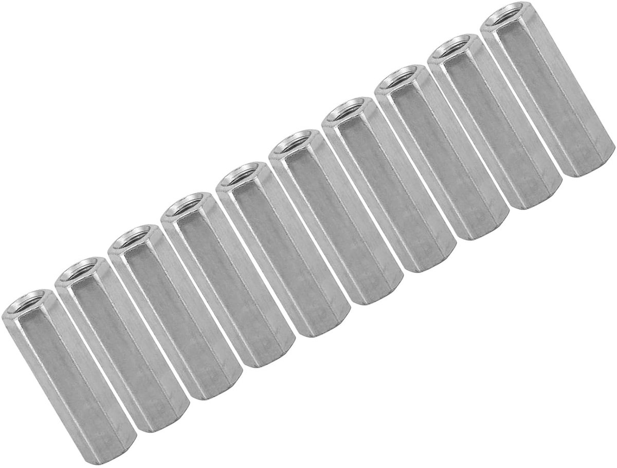 SnelShoppen - 10Pcs M8 Lange Bevestigingsmiddelen met Draad, M8*40, Hexagonale Moeren, Galvanized Staal, Hoogwaardige Sterkte, Voor Klussen en Constru