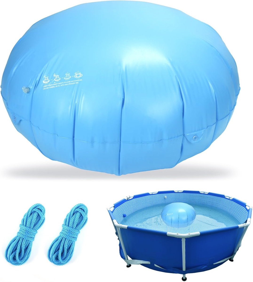 Poolkussen 120CM - Koudbestendig PVC - Met 4 oogjes en 2 touwen - Bescherming tegen sneeuw en ijs - ShopVlot