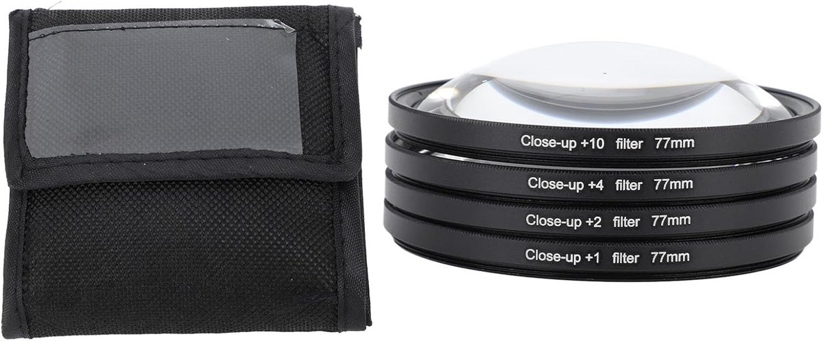 SnelShoppen - Close-up Filter Set 4-in-1, Macro Lens Set met 77mm Optisch Glas voor Gedetailleerde Foto's van Insecten, Munten en Bloemen