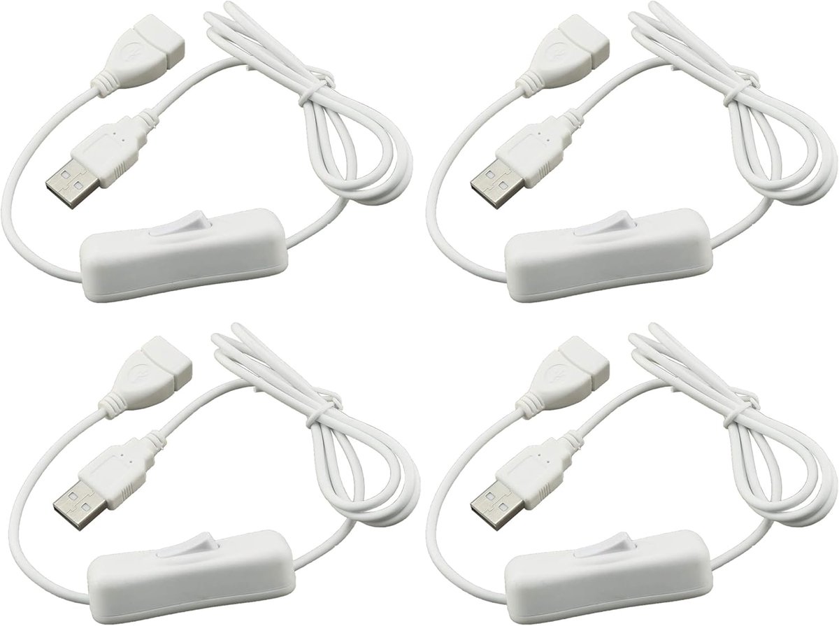LED verlengsnoer 1 m - wit - pack van 4 - ideaal voor USB-apparaten - ShopVlot