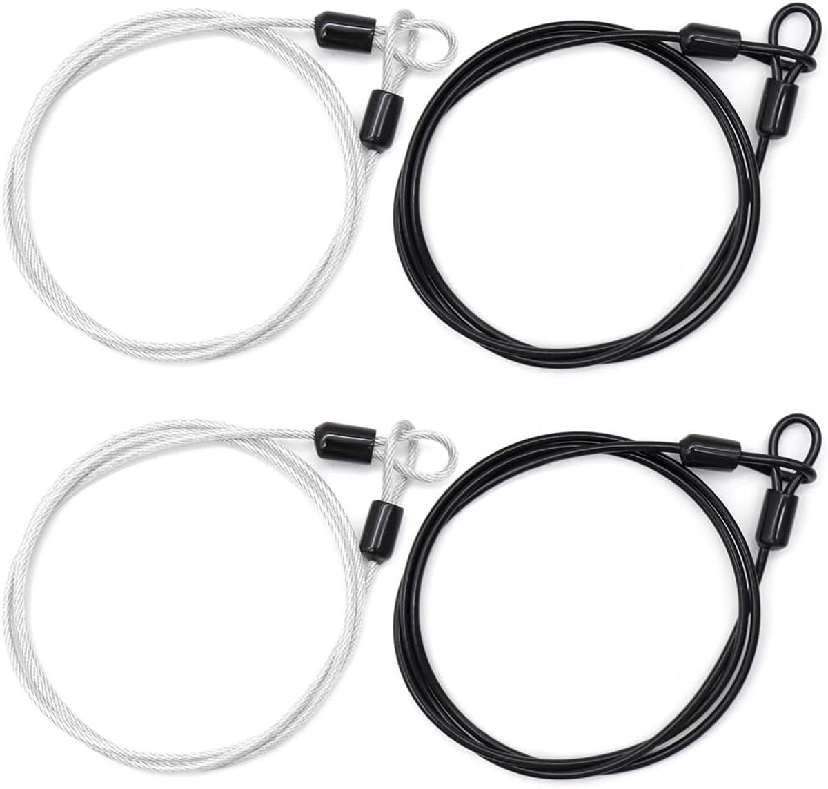 SnelShoppen - 4 Stuks Fietsslot Kabel 1m, Lichtgewicht Draad Slot, Dubbele Lus Stalen Slot, Draagbare Kabel Touw voor Hangsloten Scooter Fiets Koffer