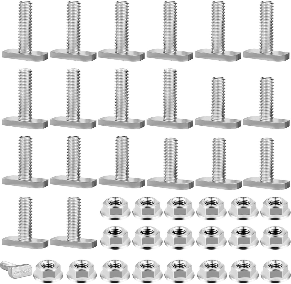SnelShoppen - Set van 20 Hammer Head Schroeven M8 x 20/M8 x 25 met T-nut Bevestigingsgereedschap, Groene Kas Schroeven met Flensmoer, Hammer Head Schr