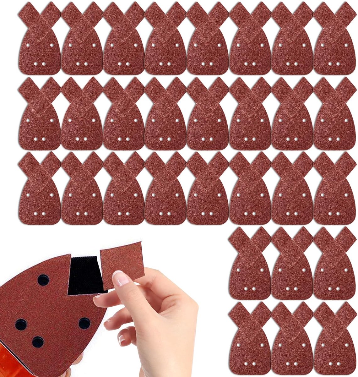 SnelShoppen - Schuurpapier voor detail- en palm schuurmachines, 30 stuks, 60 korrel, driehoekig, hoogwaardig, duurzaam, ideaal voor schuren en polijst