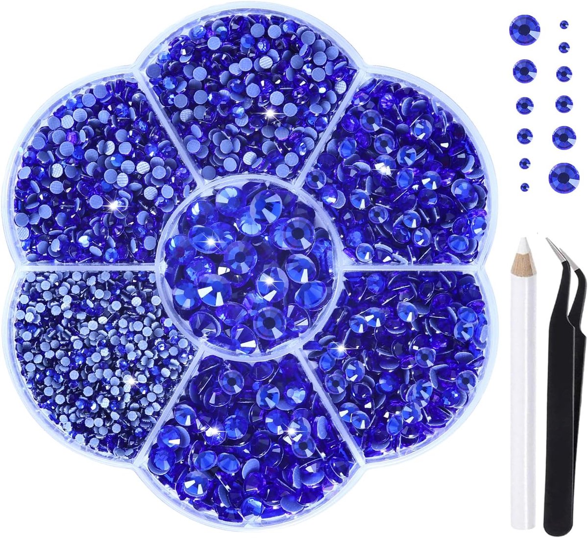 5000 Hotfix Steentjes Saffier - 13 Kleuren, 6 Maten (2mm-4.8mm) Glas Ronde Steentjes voor Kleding, Schoenen en DIY Ambachten