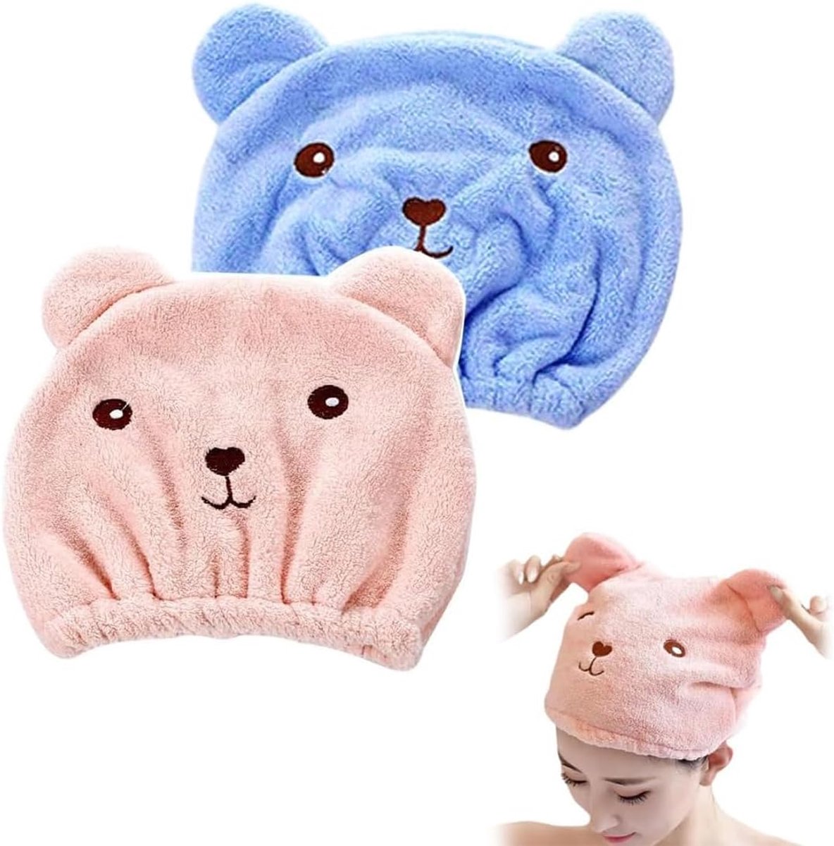 haartulband set van 2 - Sneldrogende microvezel handdoek voor haar, vrouwen & kinderen - Tulbandmuts als haarhanddoek voor bad & sauna