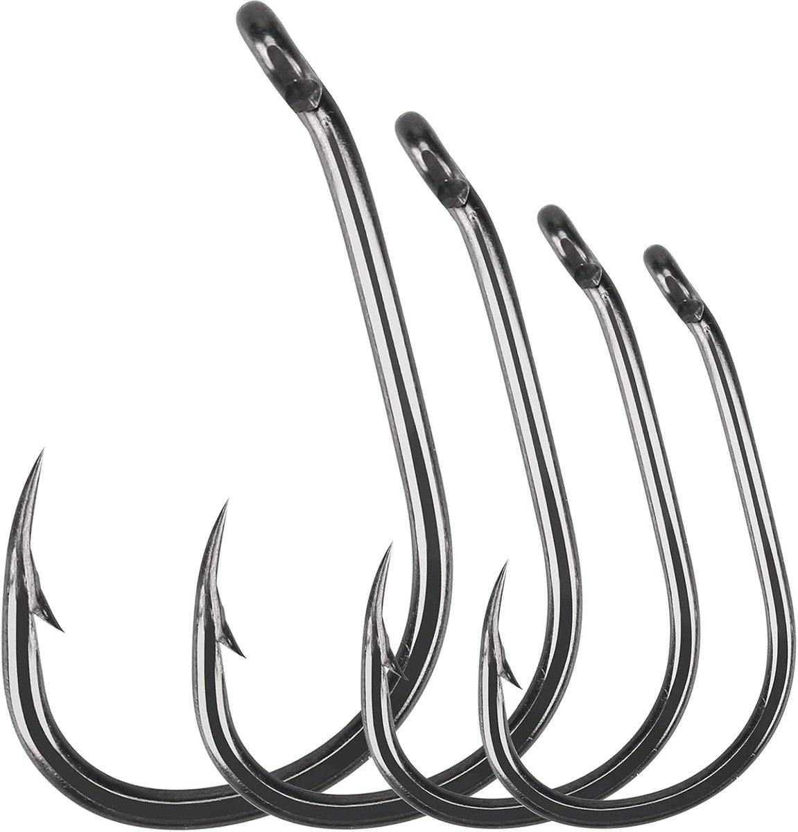 Haken met weerhaken, teflon gecoate oorhaken voor karperrigs, Wide Gape en gebogen shankk, karperhaken, maten 2, 4, 6, 8, 10, boiliehaken voor karpers, aanzitvissen, enkele haken