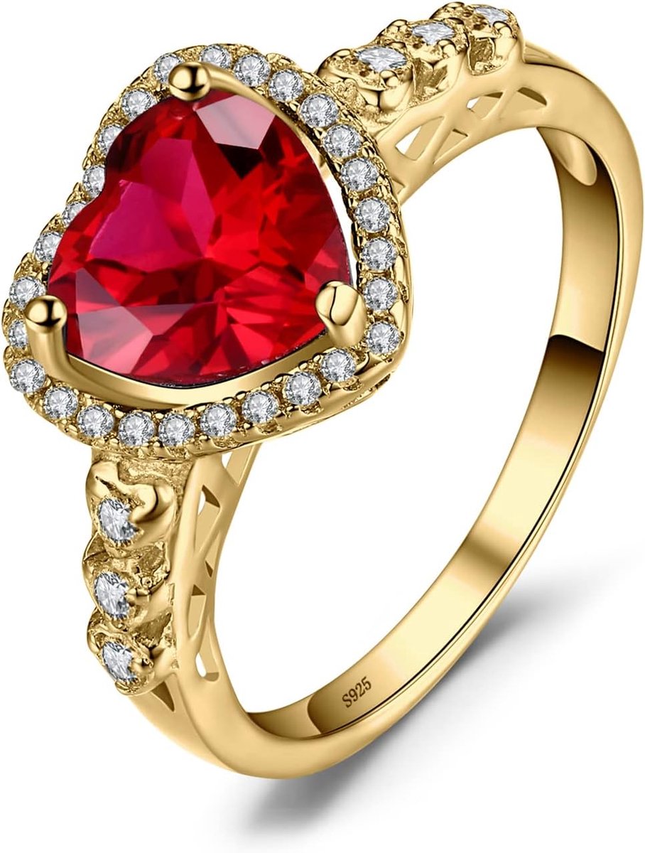 Ringen Belofte Verlovingsring Zilver 925 Dames Edelsteen Synthetische Ruby Ringen Hart Liefde Zilveren Aanzoeksring Entourage Ring Dames Sieraden Goud Rose Goud