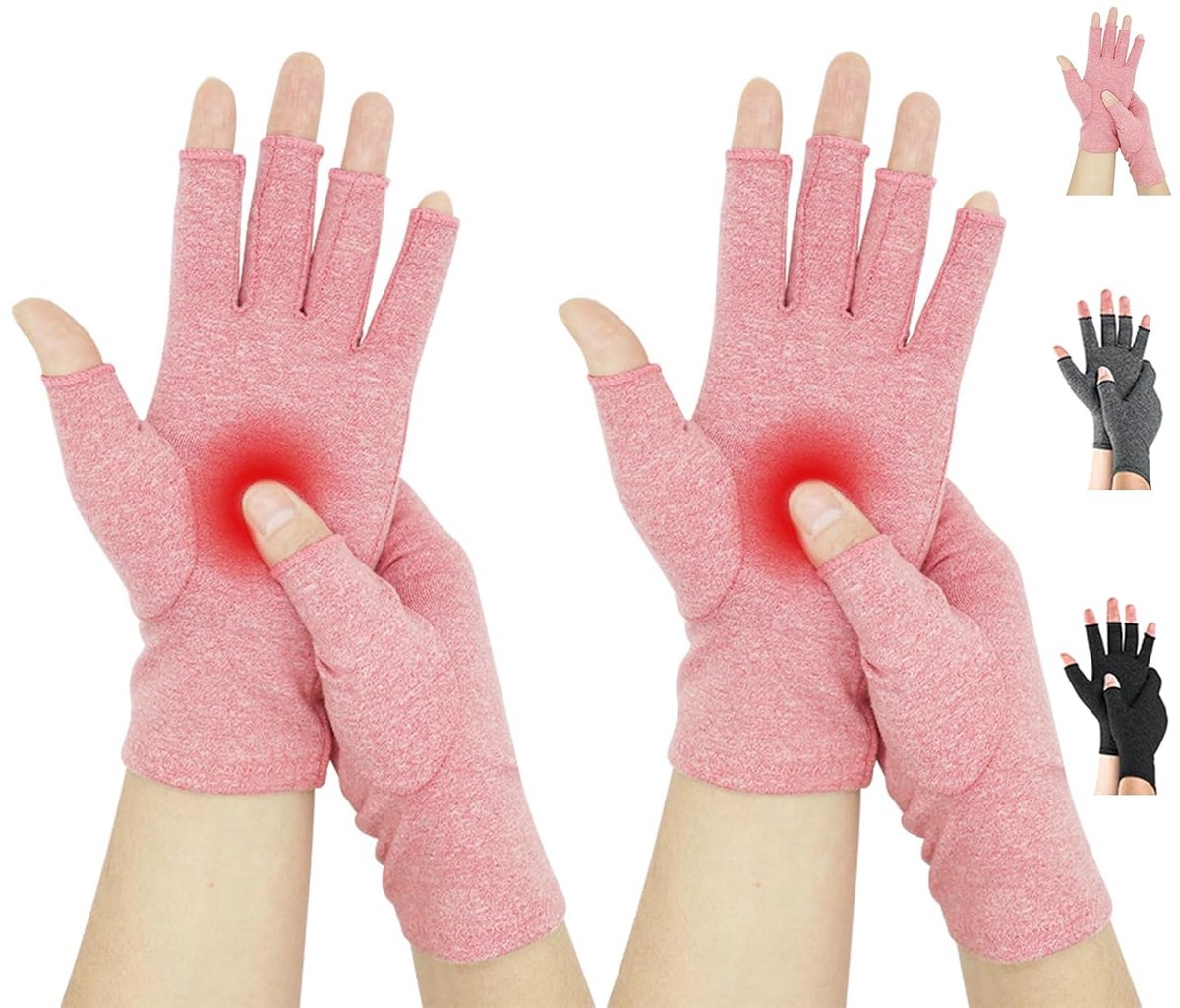 Handschoenen 2 paar vingerloze compressiehandschoenen voor vrouwen en mannen Handondersteuning Ziekte van Raynaud Verlichting Ademend Autorijden Keukenwerk Dagelijks