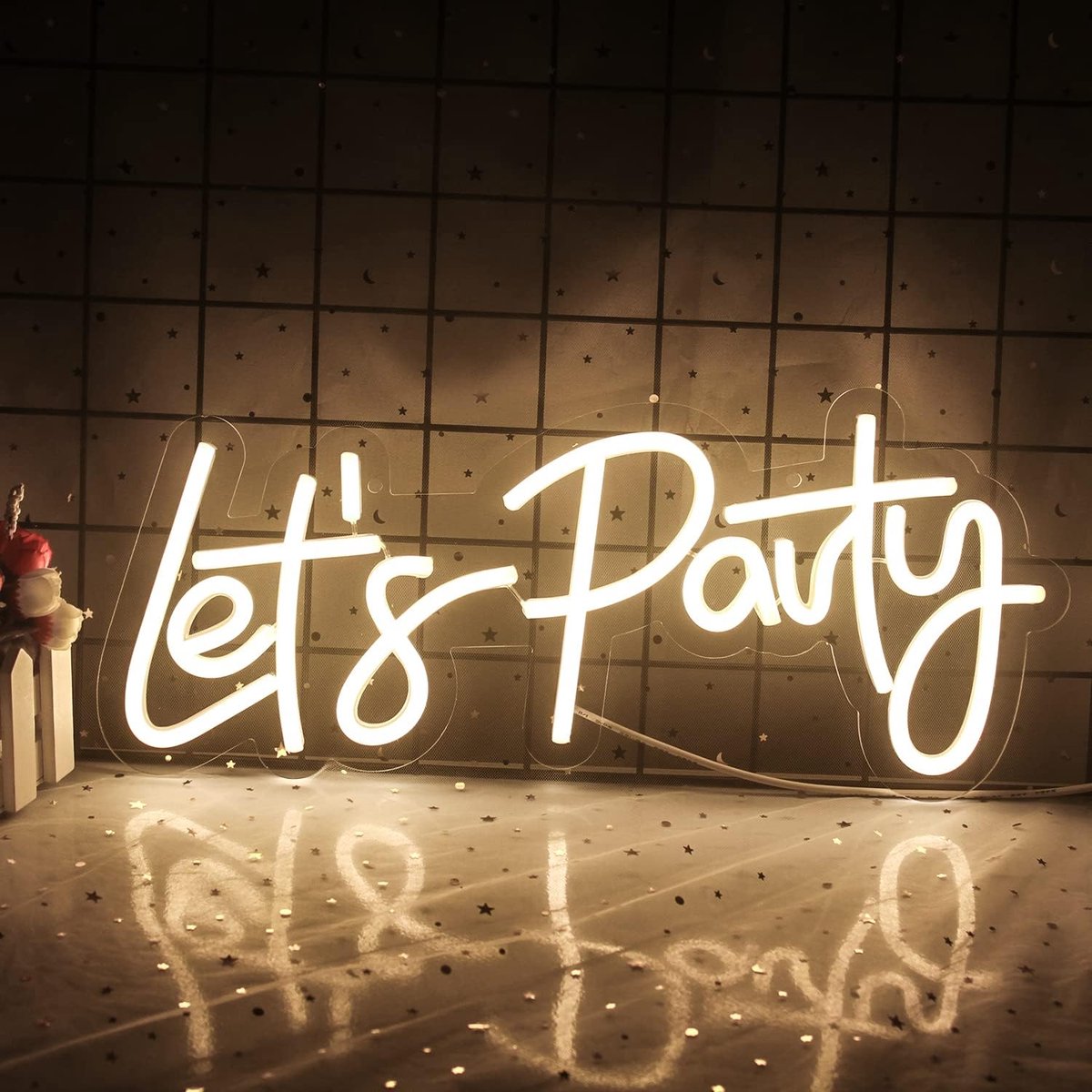 Party Neon Sign Let's Party Led Sign Dimbaar Neon Lights Neondecoraties voor feest, verjaardagsfeest, vrijgezellenfeest, wanddecoratie voor de slaapkamer