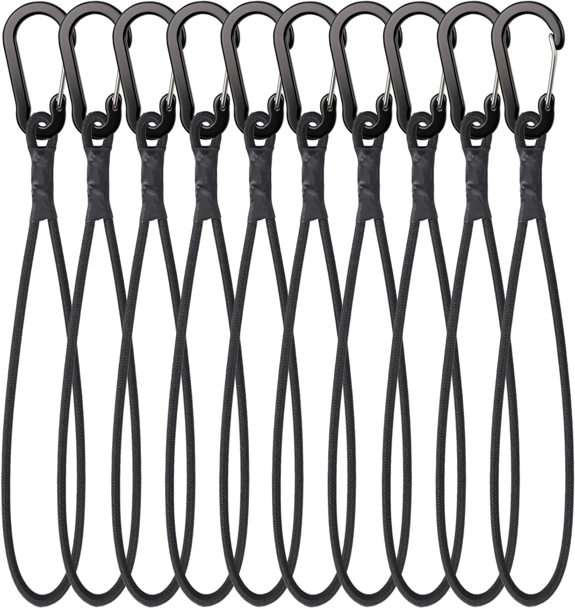 10 stuks elastische spanbanden met karabijnhaak, 15 cm, elastische spanner, elastisch touw, spanhaken van rubber, elastische spanners met haken voor camping, dekzeilen, tent (30 cm x 4 mm)