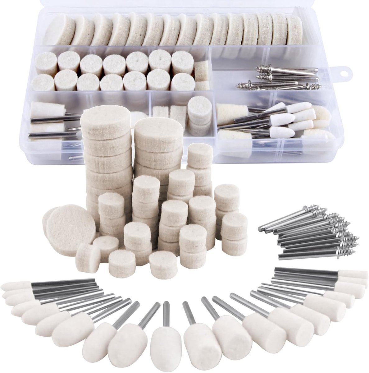 80 stuks polijstwiel voor Dremel Polijstset Wolvilt Polijstwiel voor Dremel Rotary Tool 1/8 inch schacht polijsten wielen assortiment wol polijsten kits