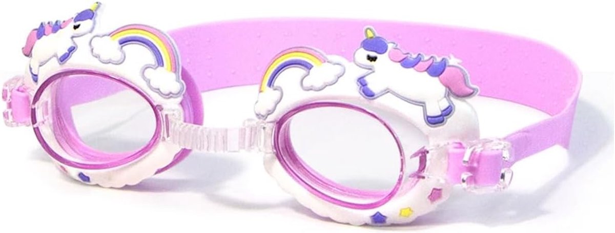 Zwembril voor kinderen, zwemmasker kinderen, uv-bescherming, anti-condens-coating, voor kinderen, meisjes, jongens, eenhoorn, 1 stuk, Brons, M