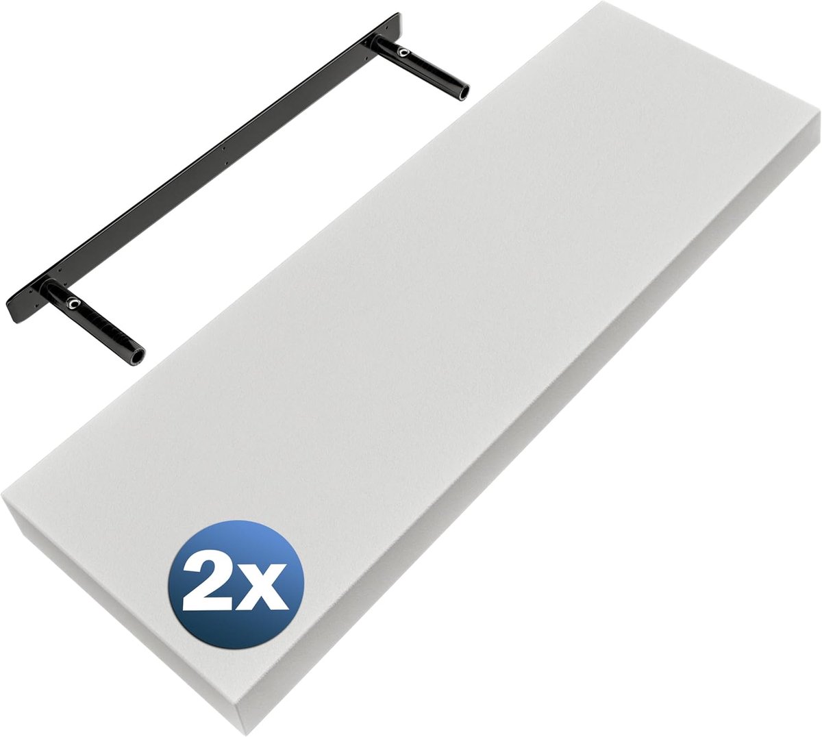 Wandplank 2 Stuks Hout met Bevestiging Zwevend 15 kg Draagkracht Plank Keukenplank 70 cm Wit mat
