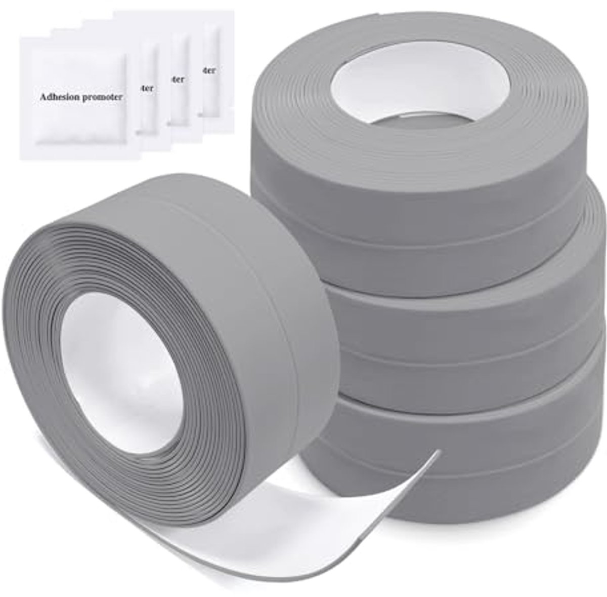 4 rollen afdichtingstape, zelfklevend, waterdicht, badafdichtband, waterdichte tape voor keuken en badkamer, toilet (grijs)