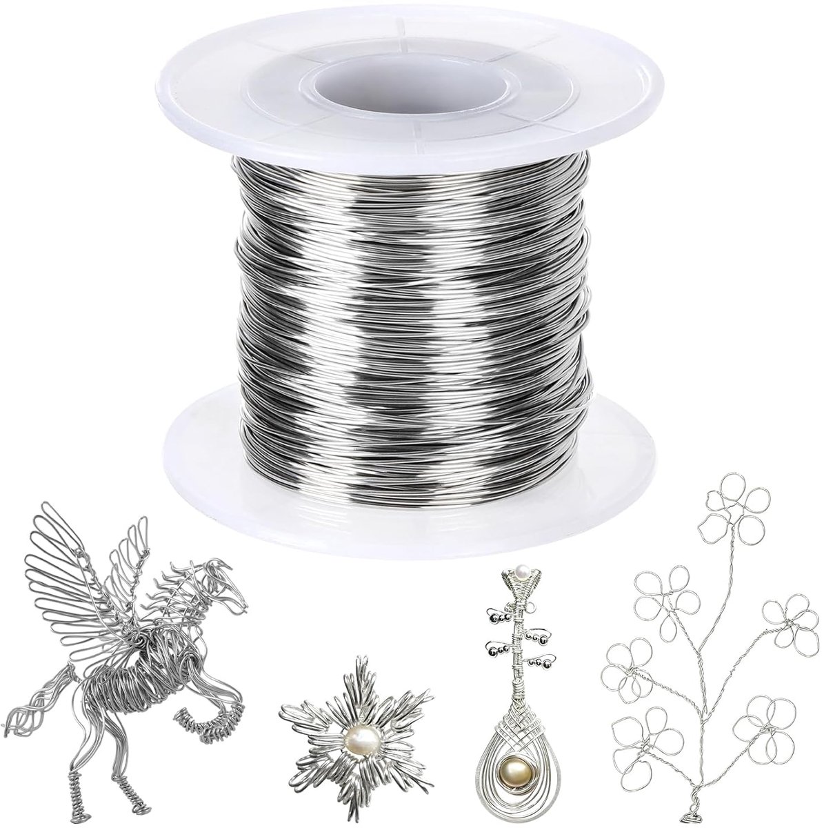 Draad, 100 m x 0,5 mm, knutseldraad, buigbare roestvrijstalen draad, zilverdraad, om te knutselen met spoel, knutseldraad voor bailing-draad, doe-het-zelf sculpturen