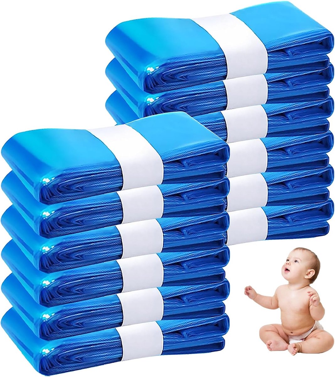12 navulverpakkingen met luiers, geurremmend, 4,5 m, vuilniszak, vuile luier, voor baby's, dik, kattenbakzak, duurzaam, praktisch, navulverpakking