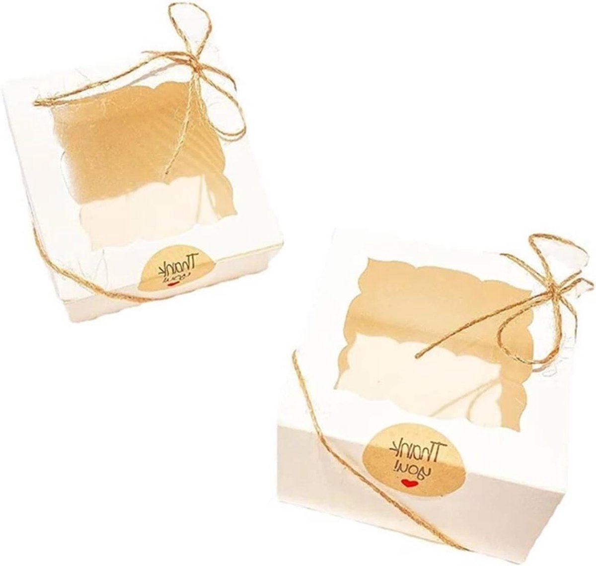 Cupcake Dozen Wit - Taartdoosjes Verpakking - Bakken En Presenteren - Met Doorzichtig Venster - 10x10x6cm - Wit