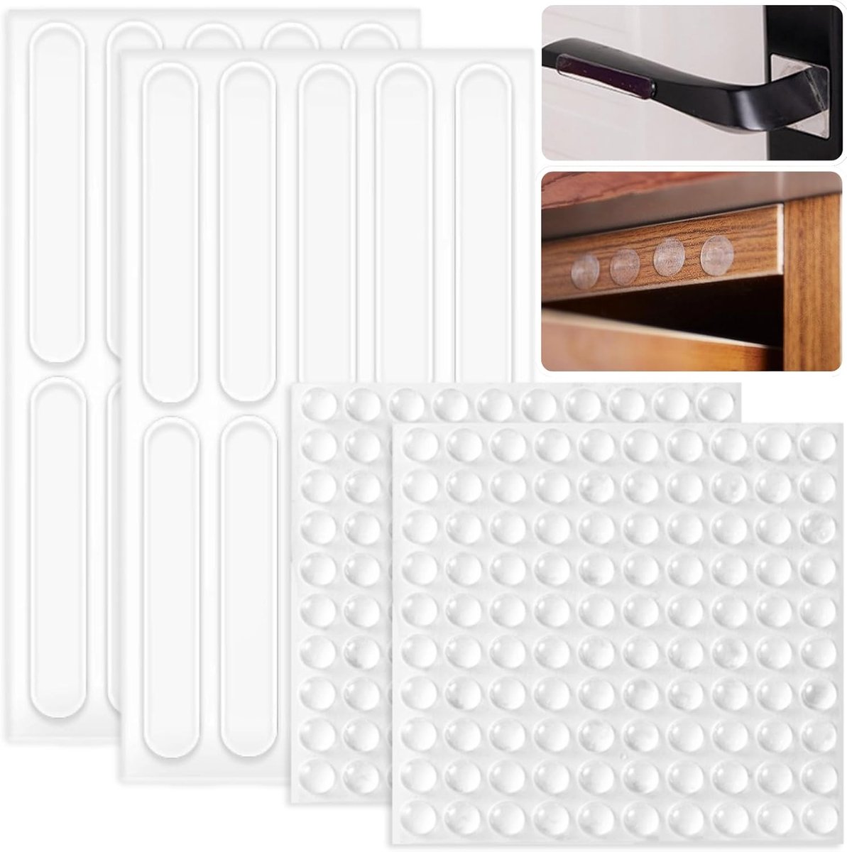 220 stuks meubelpads siliconen transparante rubberen voeten krasbestendige kleverige pads zelfklevende bumperstrips zelfklevende transparante deurstoppers voor meubeldeuren kasten (200 rond, 20