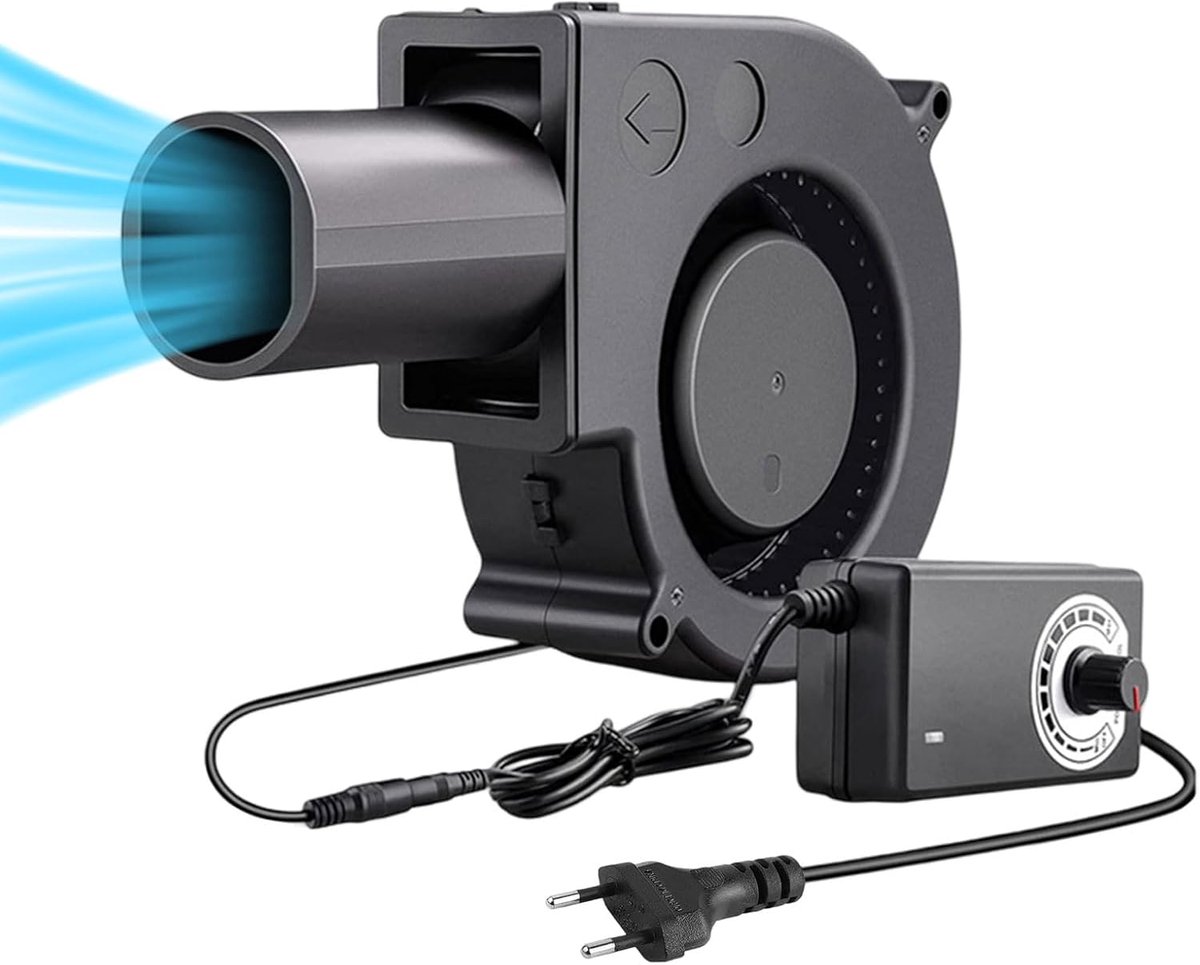 SnelShoppen - Radiaalventilator 230 V - Regelbare Koelventilator met Toerentalregelaar - DC 7 V - 12 V - Ventilator 97 mm - Turbines voor BBQ, Opblaas