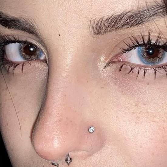 Nostril Neuspiercing, 4 stuks, glitter, roestvrij staal, 20 g, zirkonia, oorringen, neus, dames, heren, zilvergoud, nostril klinknagels — afbeelding 3
