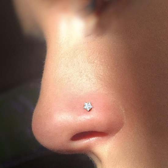 Nostril Neuspiercing, 4 stuks, glitter, roestvrij staal, 20 g, zirkonia, oorringen, neus, dames, heren, zilvergoud, nostril klinknagels — afbeelding 2