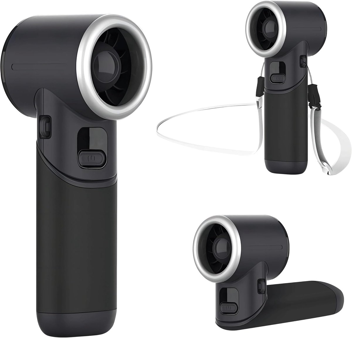 Handheld Turbo Fan [11H Standby], USB Oplaadbare Persoonlijke Ventilator, Opvouwbare Ventilator met 5 Snelheden, Draagbare Mini Handventilator, Batterij Indicator, Bureau/Buiten/Cadeau-Zwart