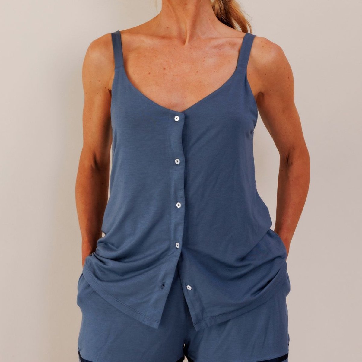 Coco & Cici - TENCEL Pyjama Top Dames Donker Blauw - XL