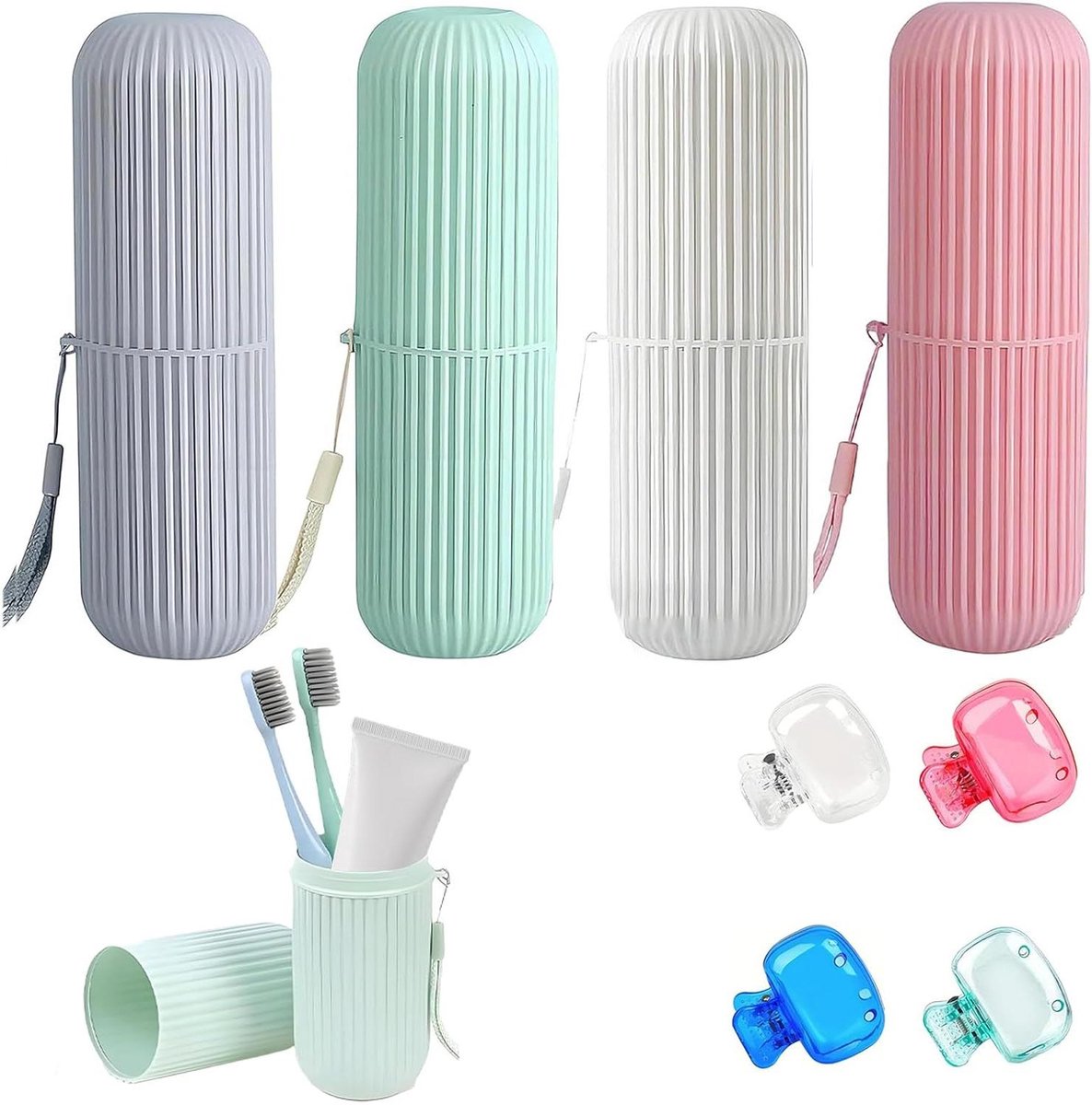 Tandenborsteletui Set - Reis Etui - Hygiënisch Opbergen - Veelzijdige Kleuren - 8 Stuks - Mix